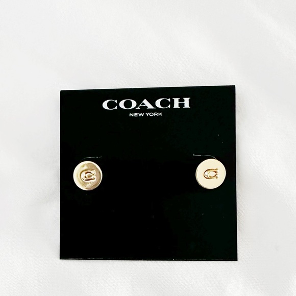 Coach Signature Disc Stud Earrings - Picture 1 of 5
